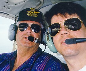My father and I while flying